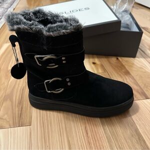 NWT Gorgeous J/Slides NY Black Suede Nelly Boots Size 9